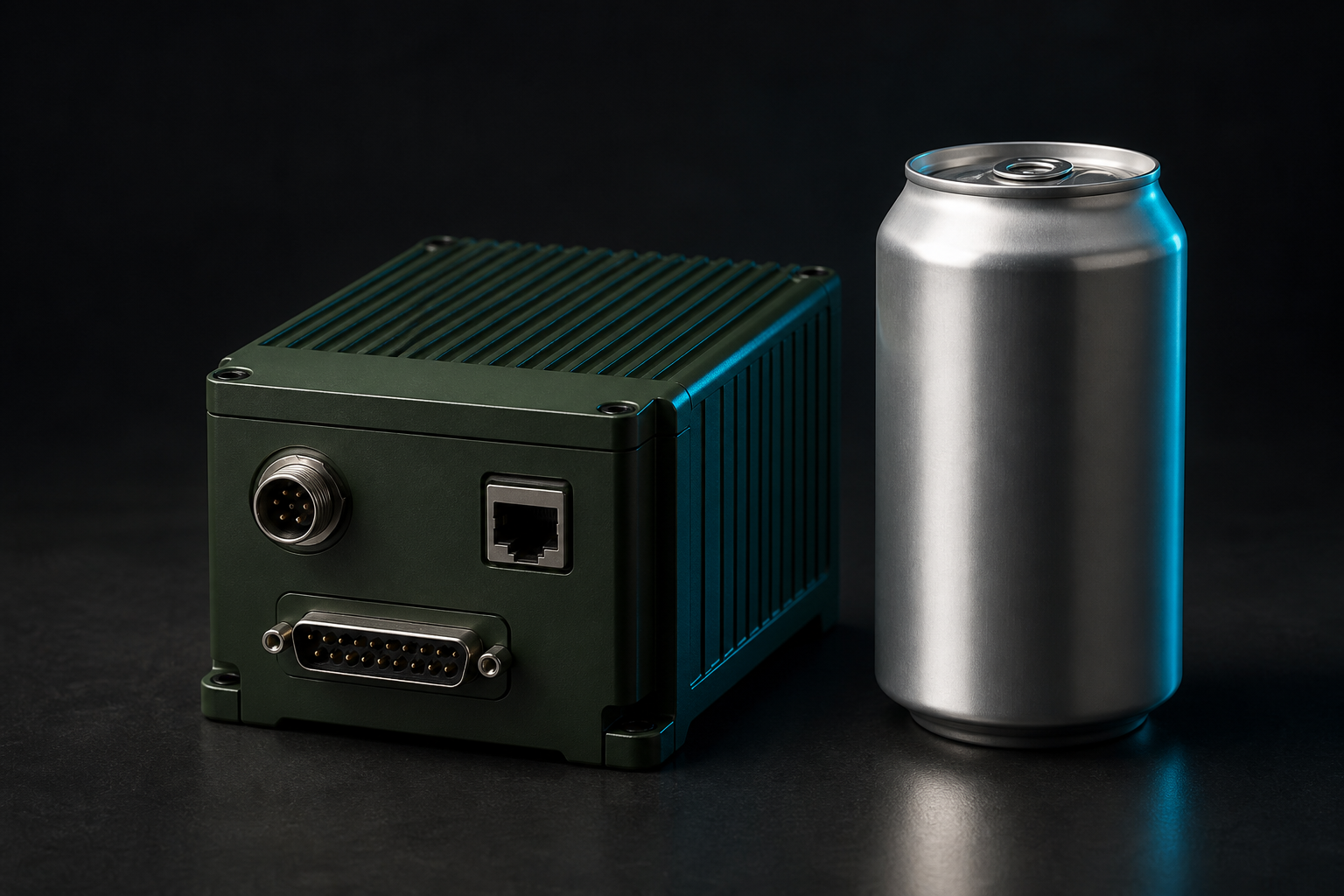 Compact Core box next to a soda can for scale — placeholder